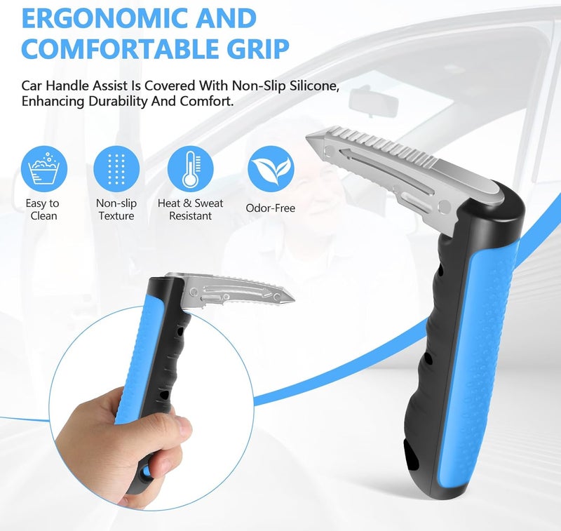 Kaiedos Car Door Handle for Elderly, 3-in-1 Car Handle Assist for Seniors, Portable Auto Cane Vehicle Support Handle, 500 lbs Capacity, Non-Slip Door Assist Bar (Blue, 2-Pack Car Handle) - Image 4